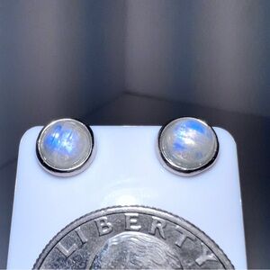 Excellent flash moonstone studs in Sterling Silver box jewelry included nwot